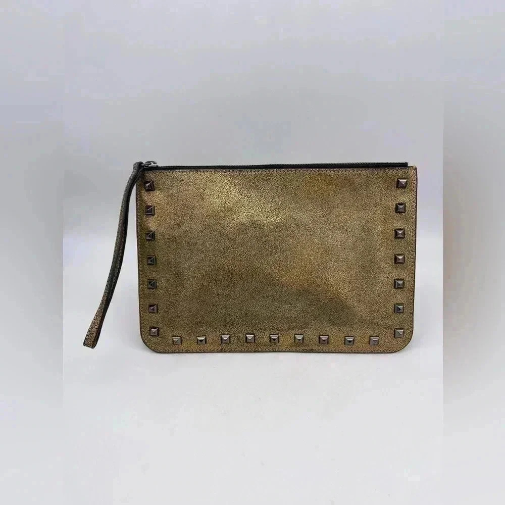 Rebecca Minkoff Studded Golden Glitter Flat Wristlet